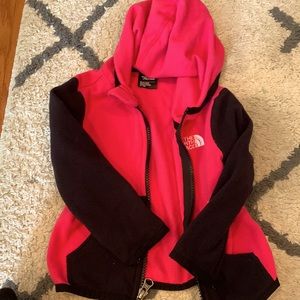 Pink and black North face fleece jacket never worn 12-18M toddler girl